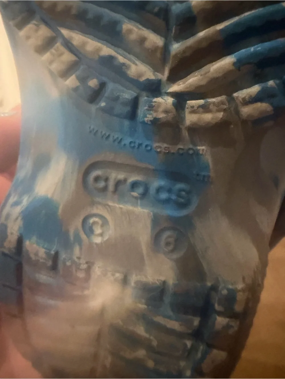 CROCS Toddler Size 6 - Blue & White Marbled Classic Clog